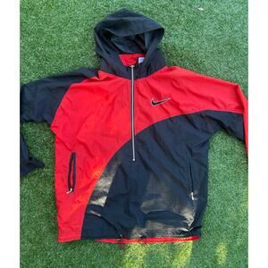 90s Nike Swoosh Color Block Windbreaker – Vintage Nylon Jacket with Hood SIZE XL